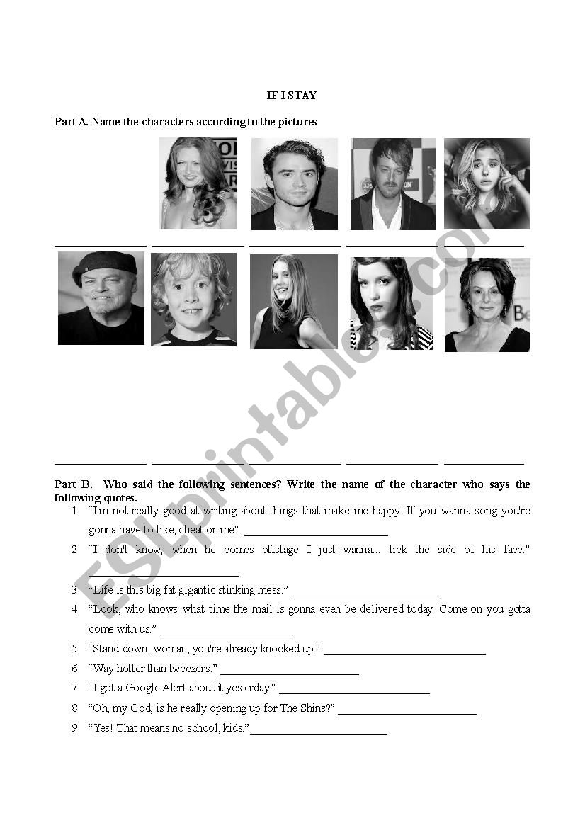 If I Stay Movie  worksheet