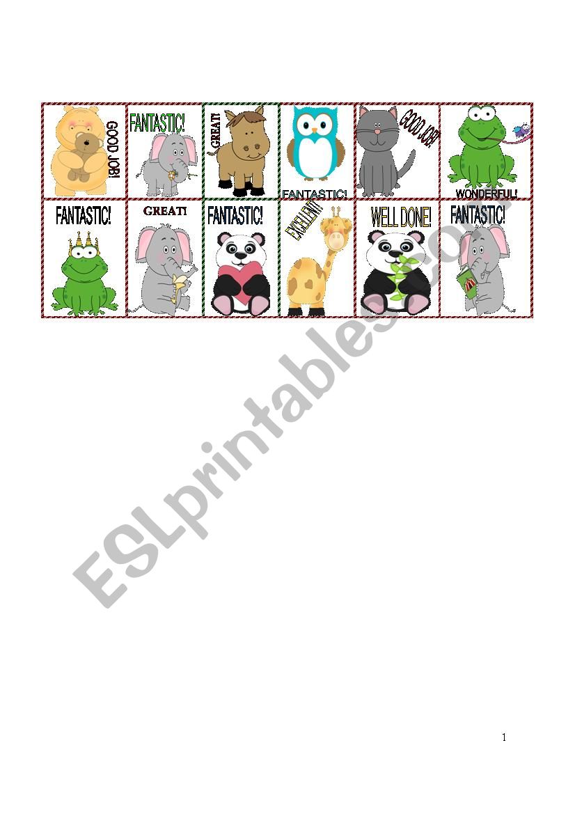 REWARD STICKERS part 2  worksheet