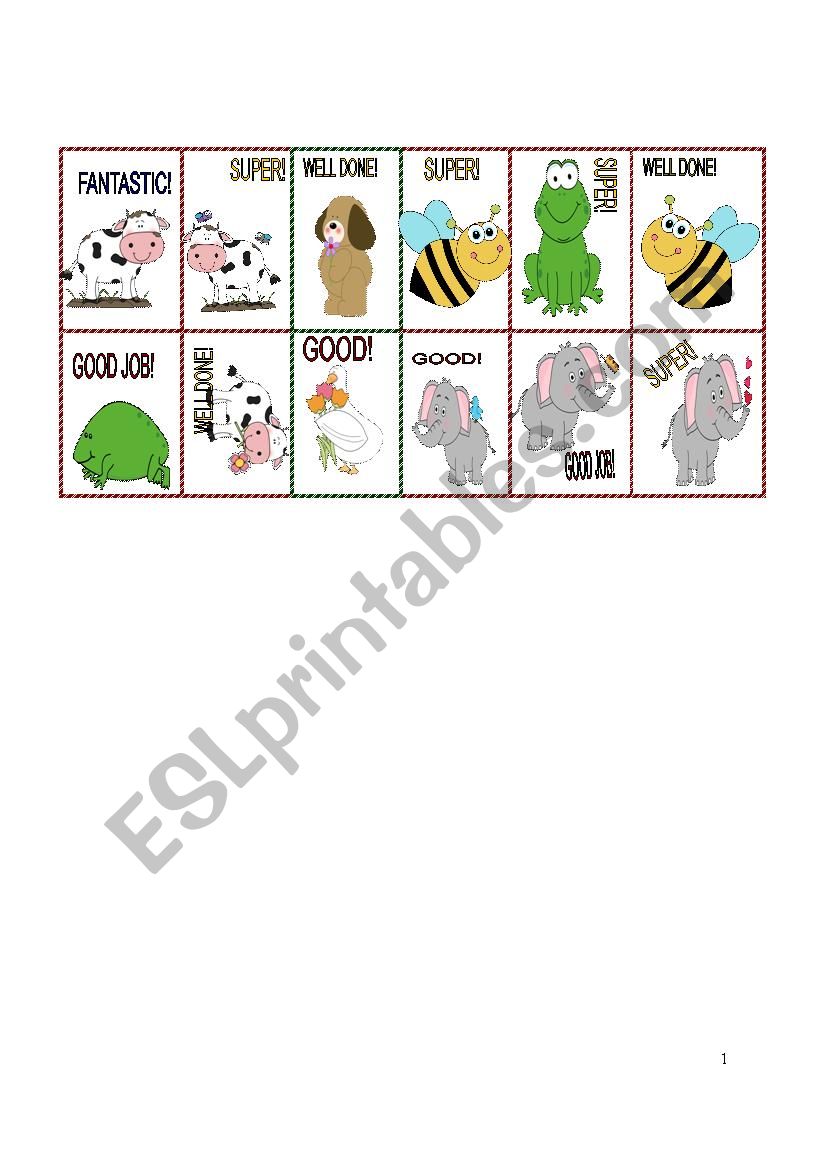 REWARD STICKERS part 3 worksheet