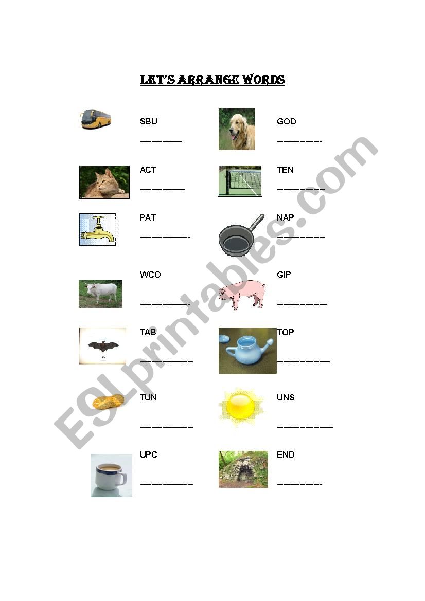 REARRANGE WORDS worksheet