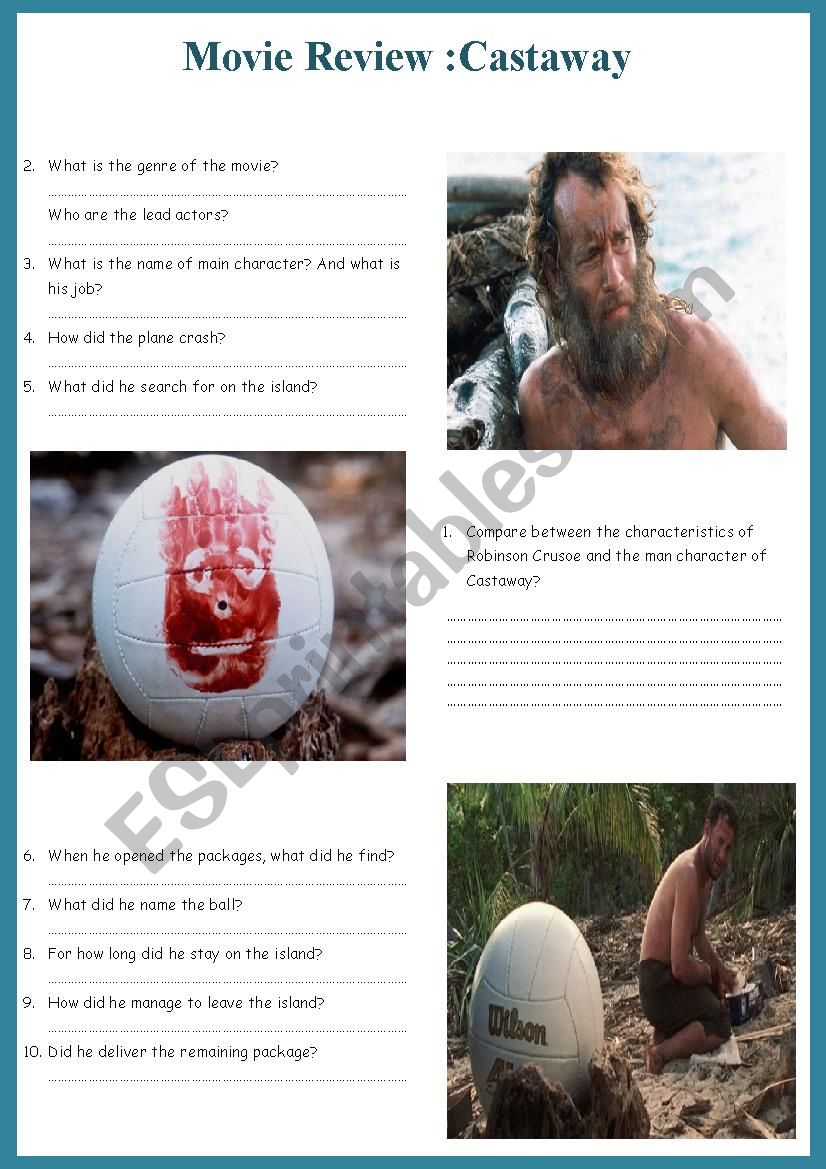 Cast away worksheet