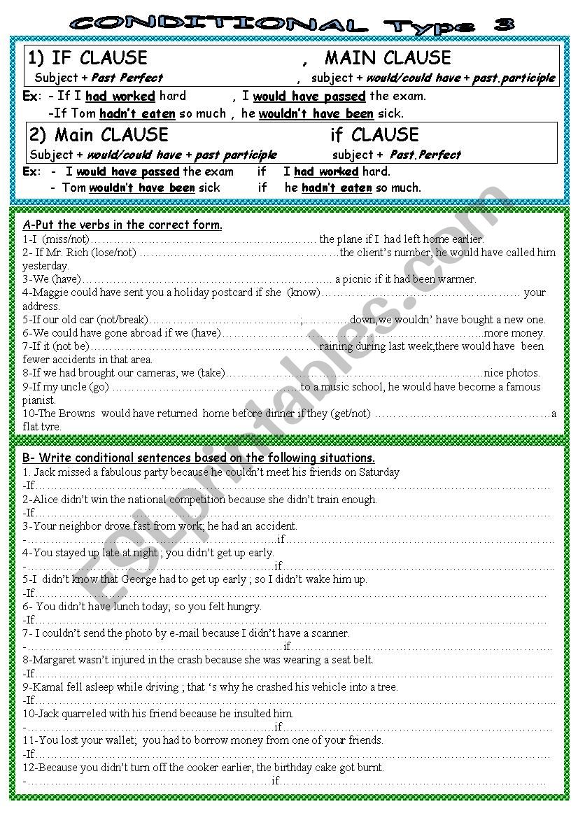 Conditional type 3 worksheet