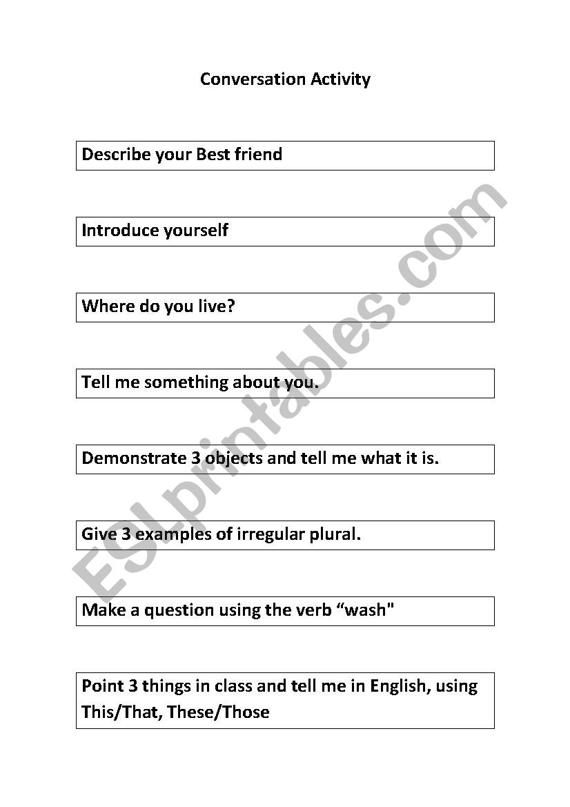 Conversation Activity worksheet