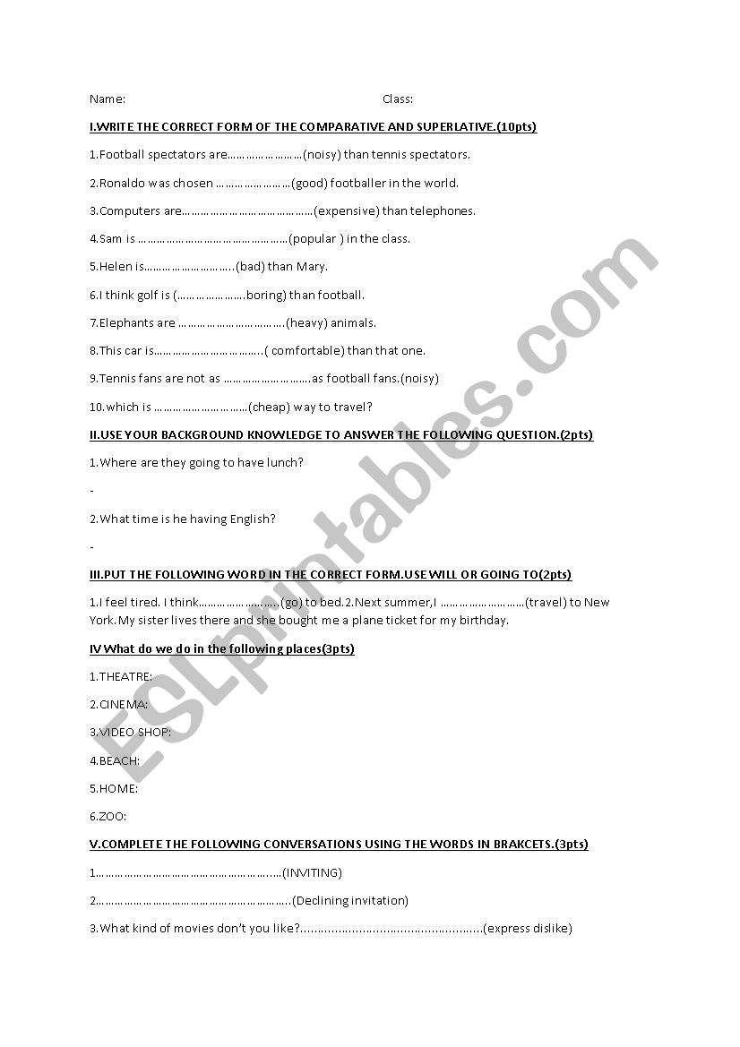 quiz worksheet