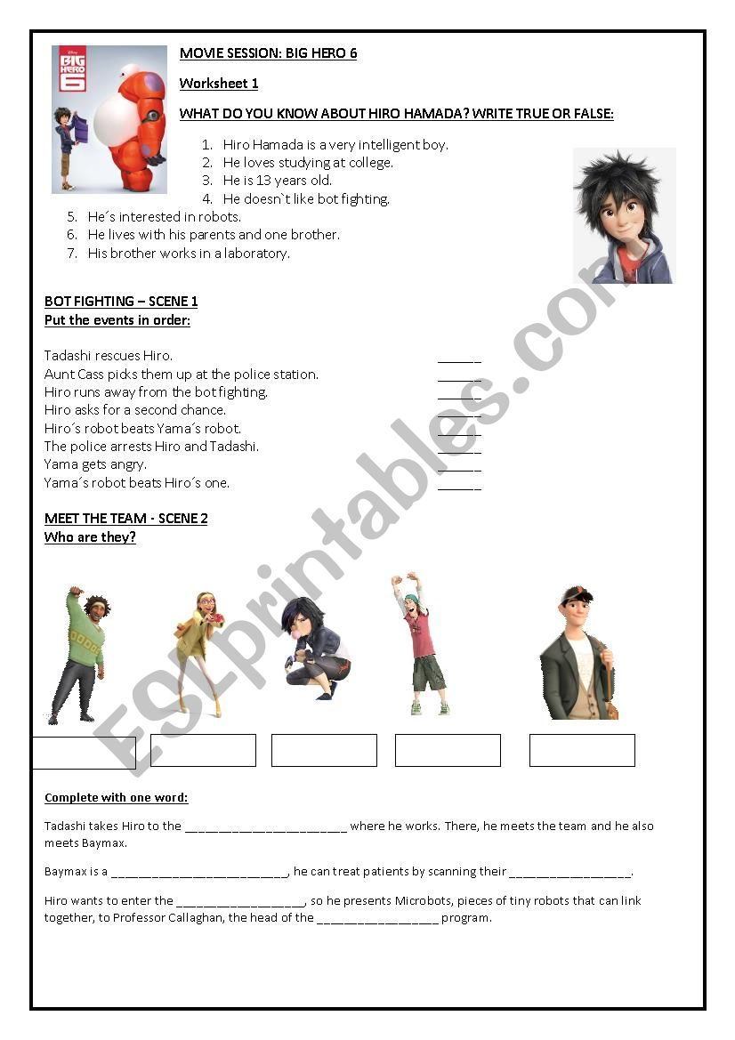 BIG HERO 6 worksheet