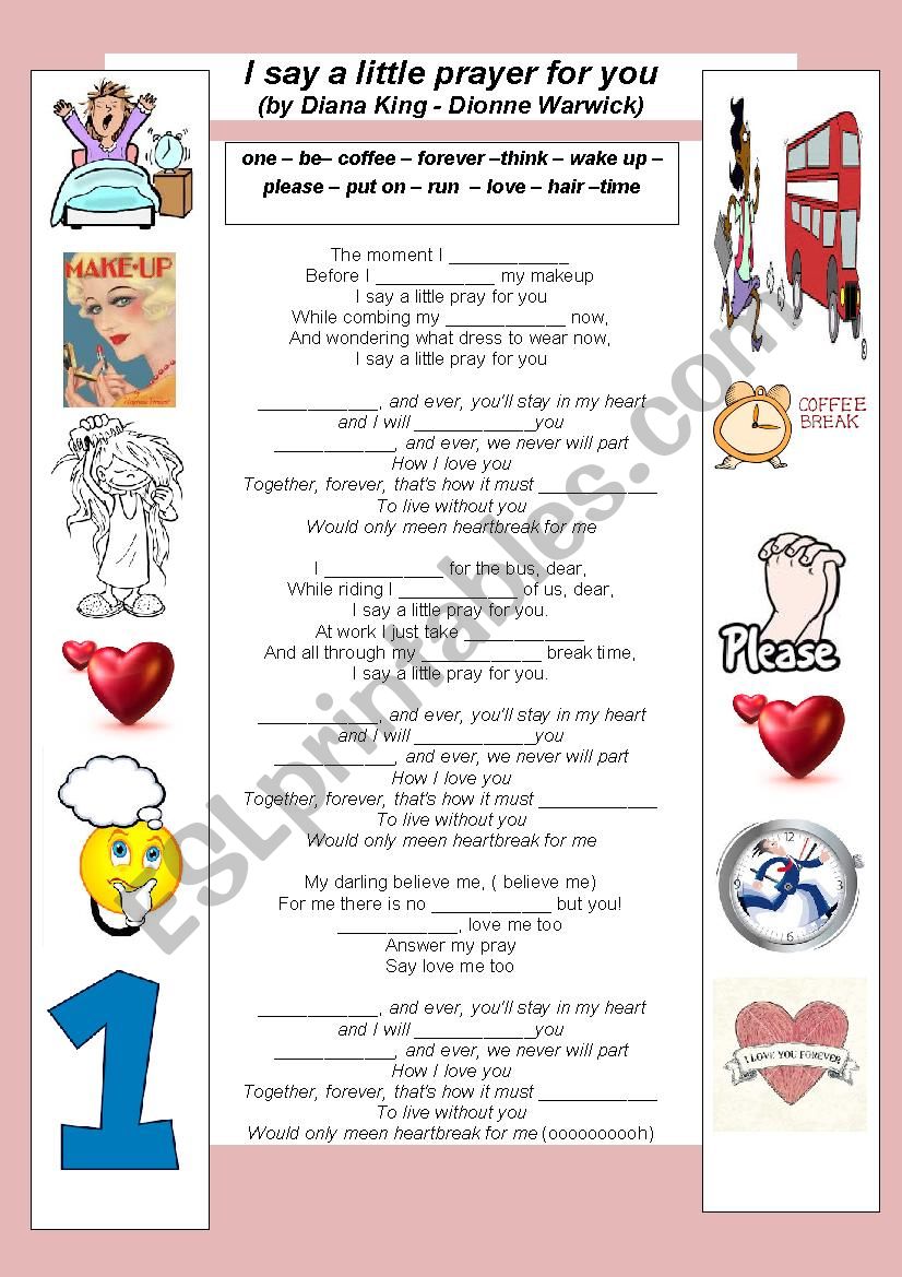 Song activity:  worksheet