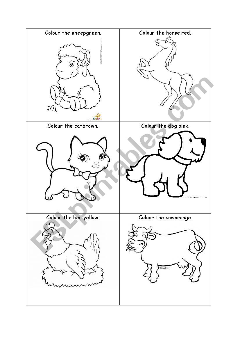 Colour animals worksheet