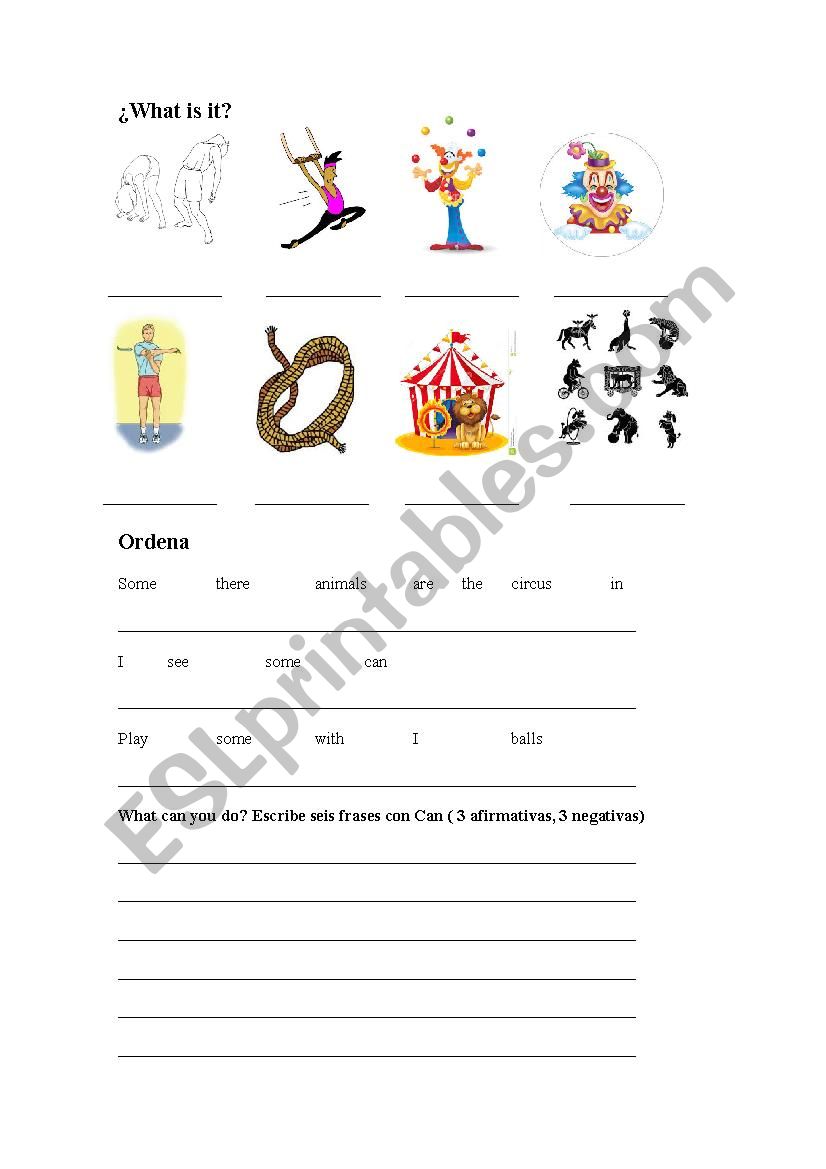 Circus worksheet