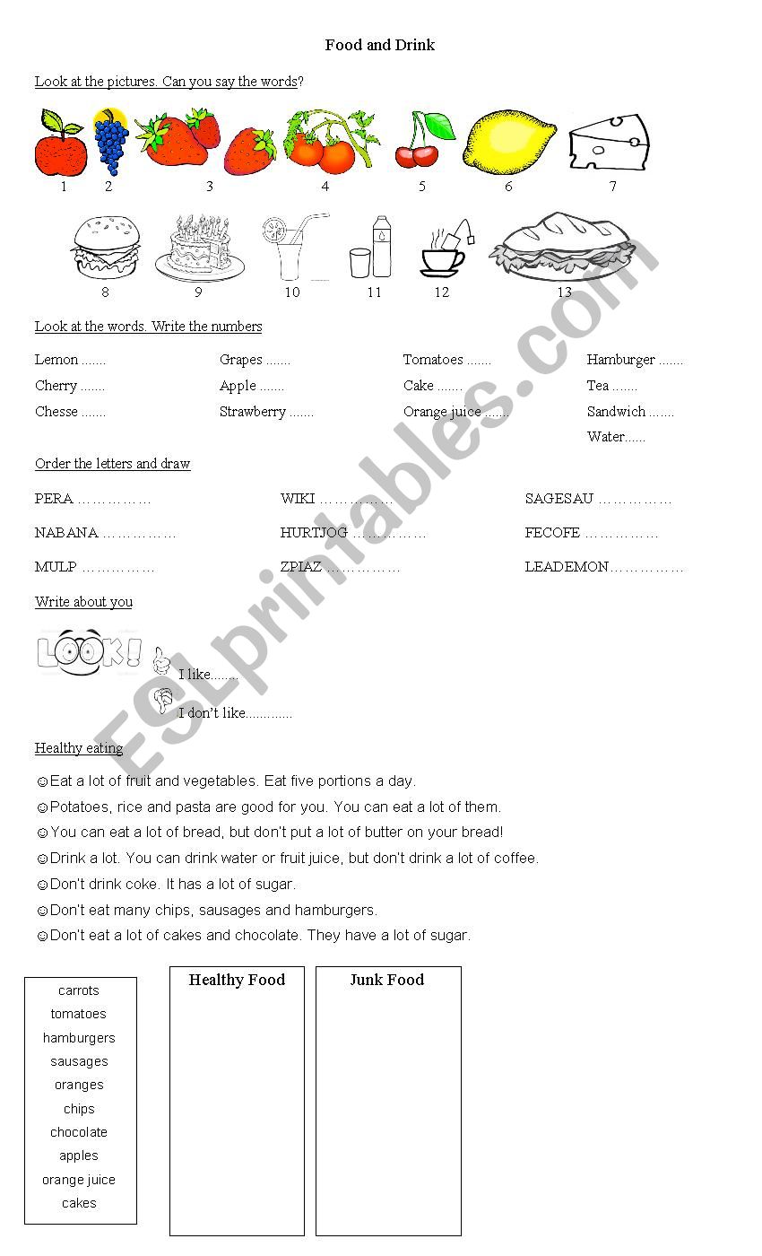 Food and Drinks worksheet