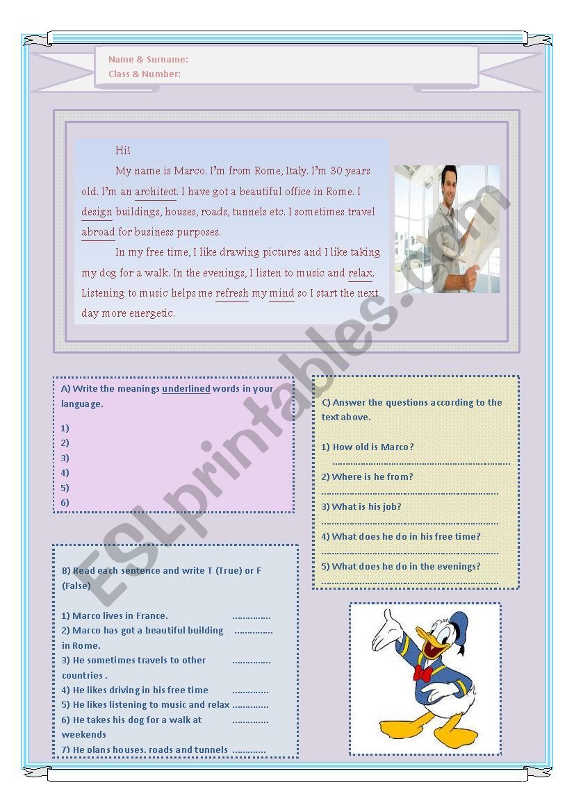 giving personal information worksheet