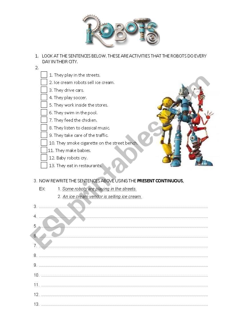 Robots  worksheet