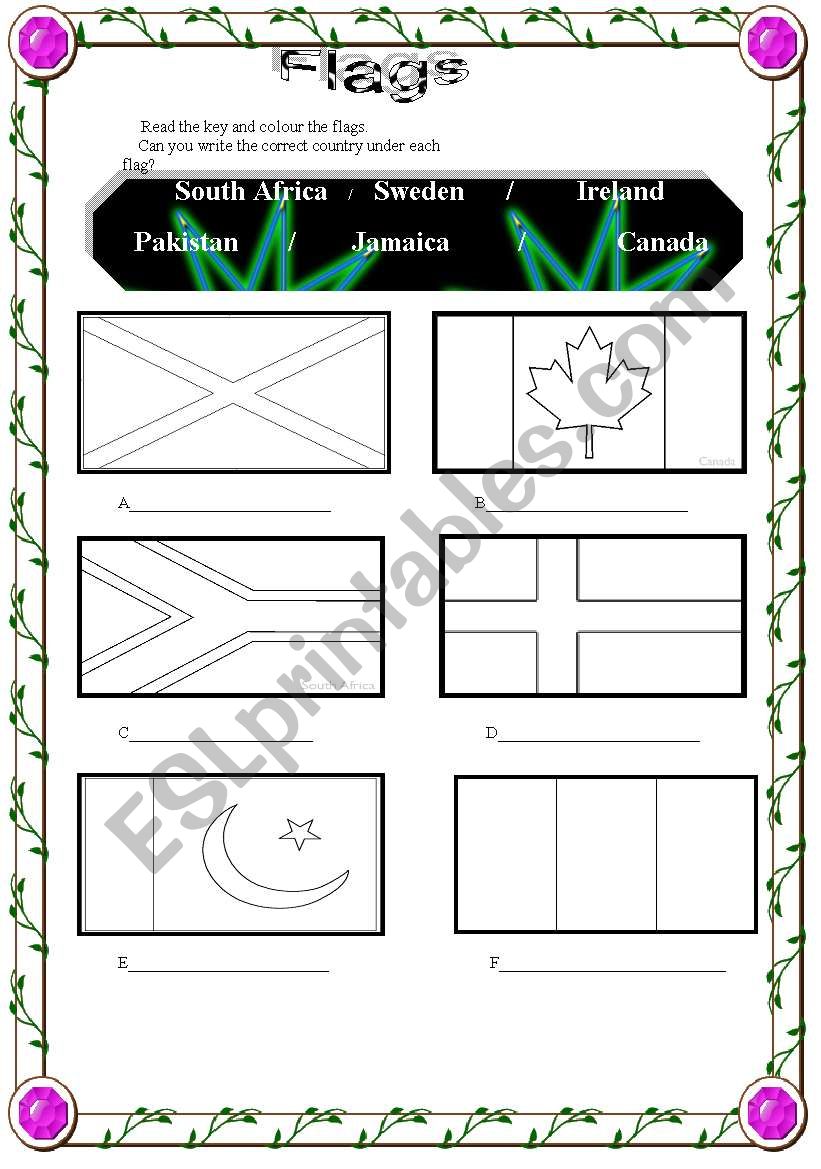 Flags worksheet