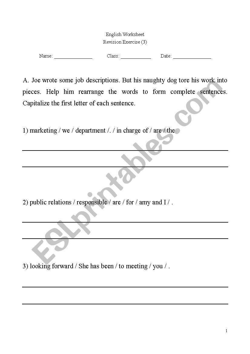 jobs worksheet
