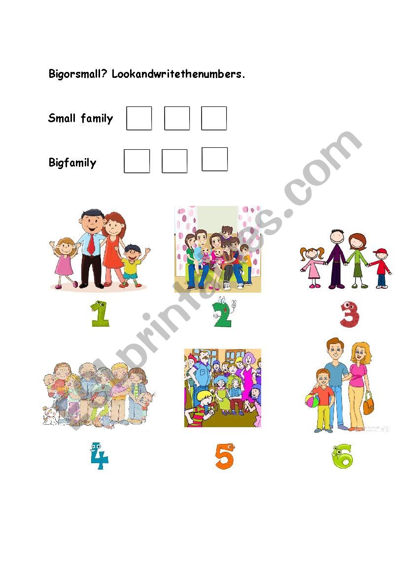 big and small families worksheet