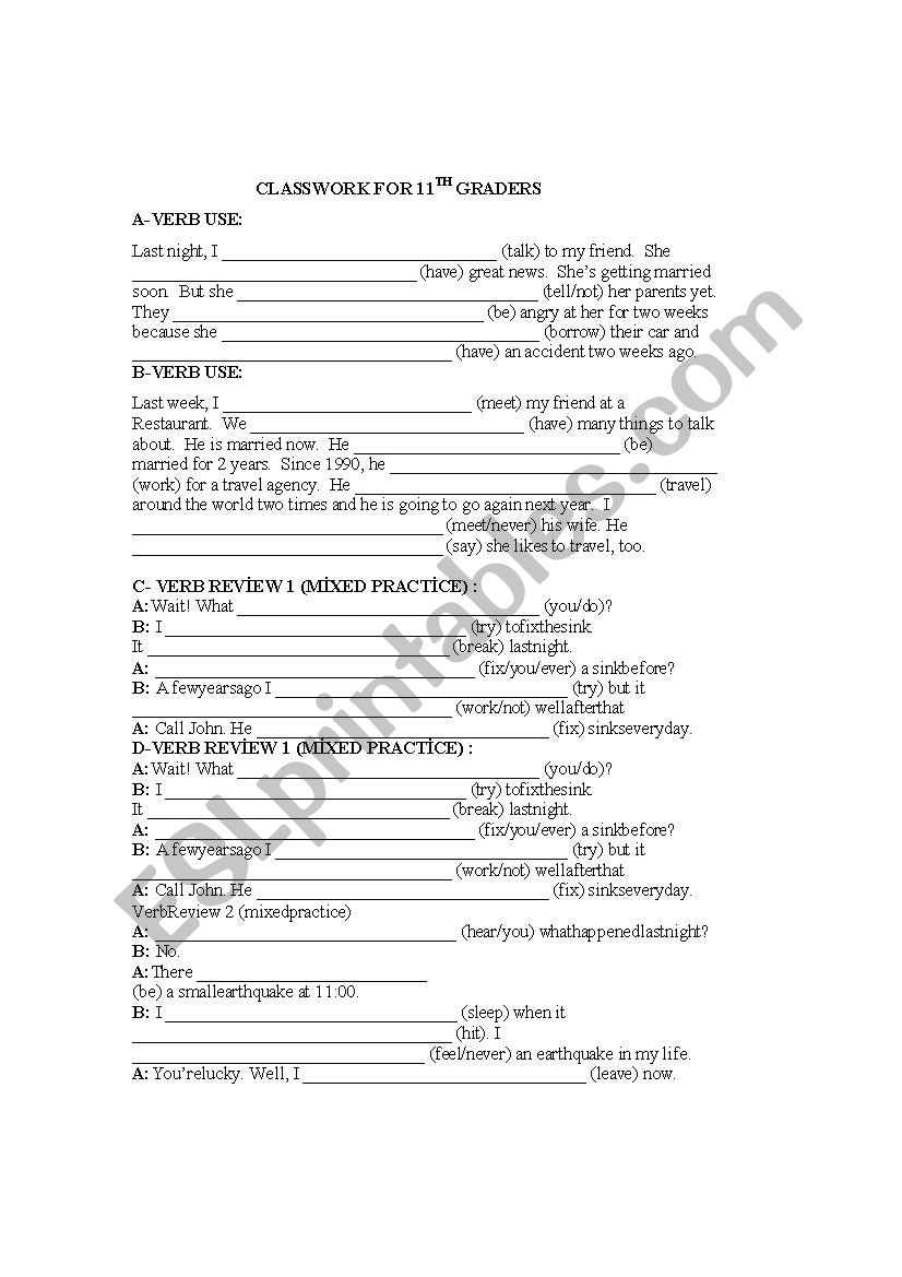 grammar worksheet for teens worksheet