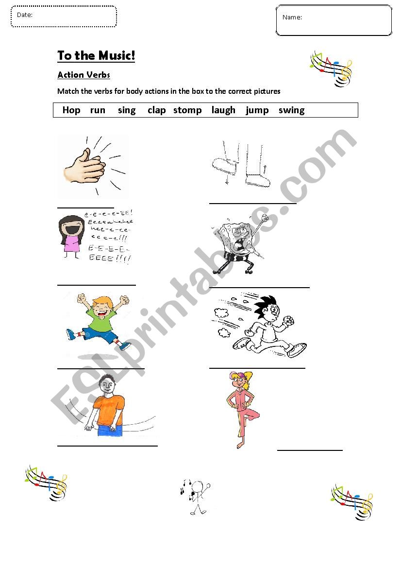 To the Music! A song worksheet