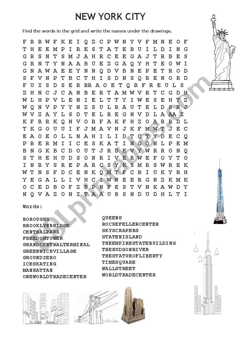 new york wordsearch worksheet