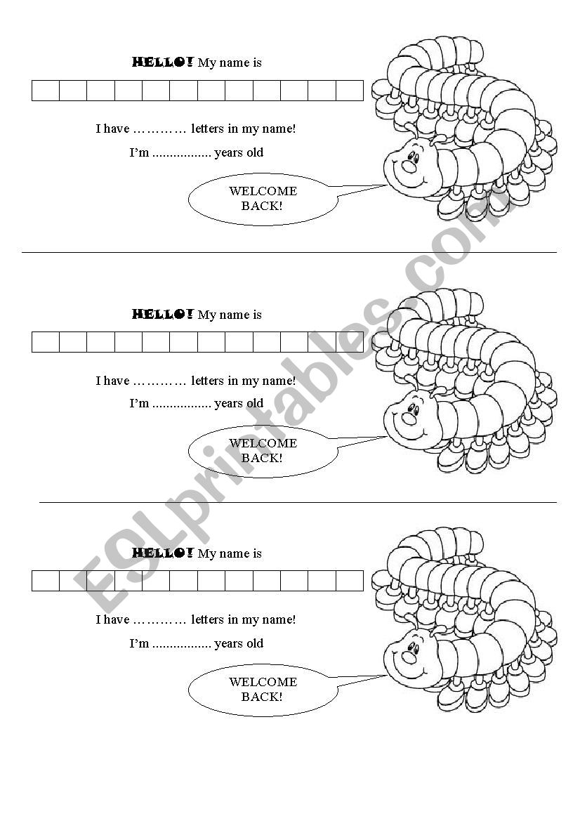 1 Class - Write the name worksheet