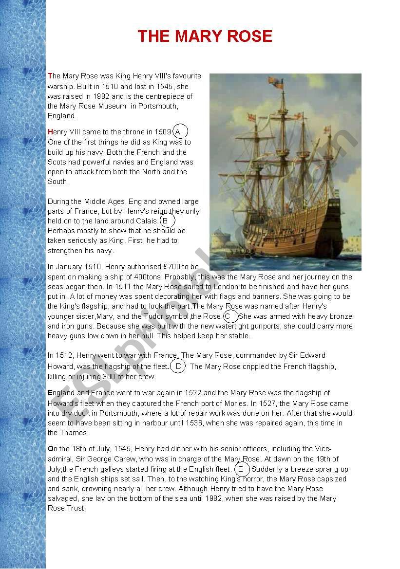 The Mary Rose worksheet