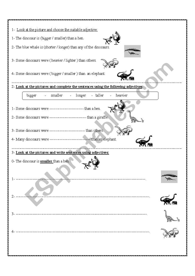 dinosaurs worksheet