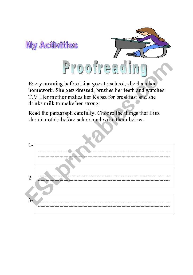 Proofreading worksheet