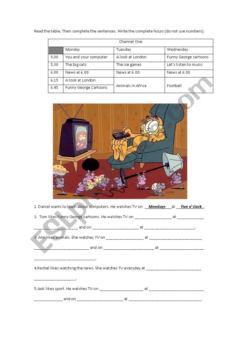 TV guide. worksheet