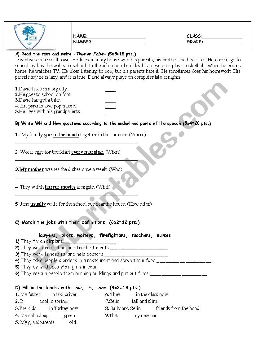 General Revision Worksheet  worksheet