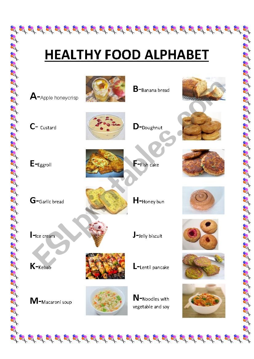 Healthy Food Alphabet worksheet
