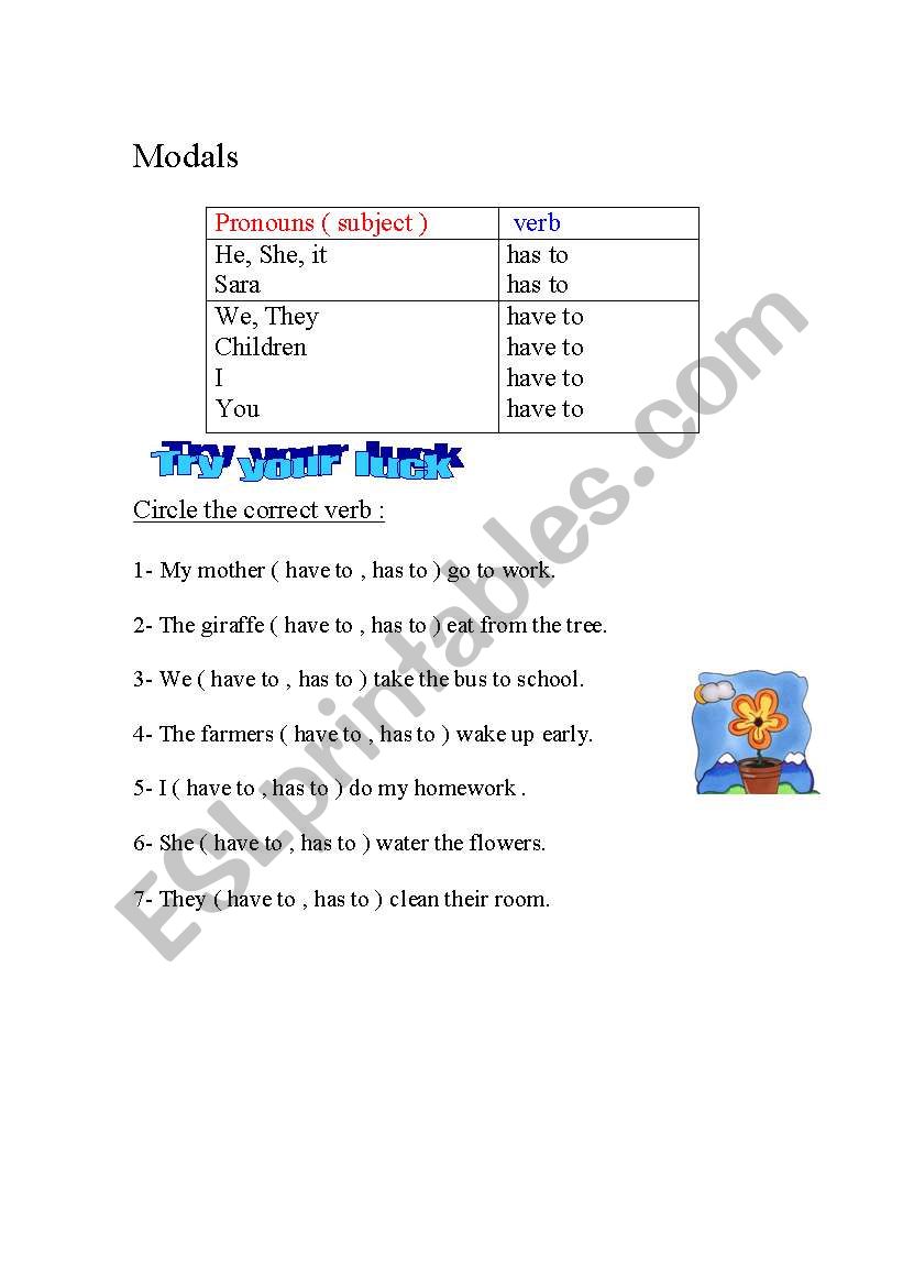 Modals worksheet