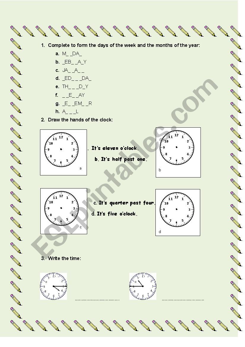 Simple Present, Days, Months and theTime