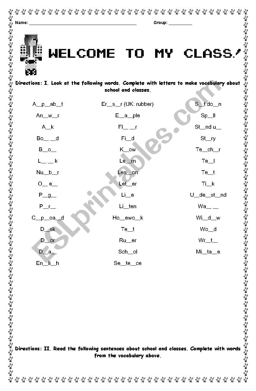 Welome to my class! worksheet