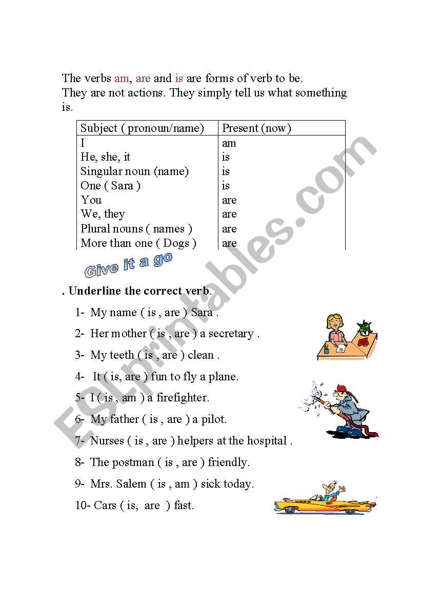 Verb to be worksheet