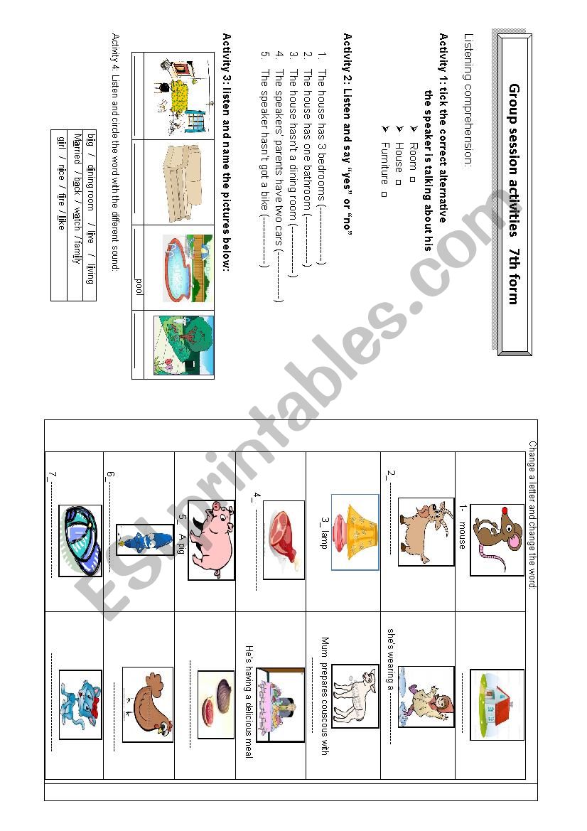 minimal pairs  worksheet