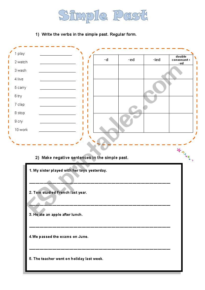 Exercises: Simple Past worksheet