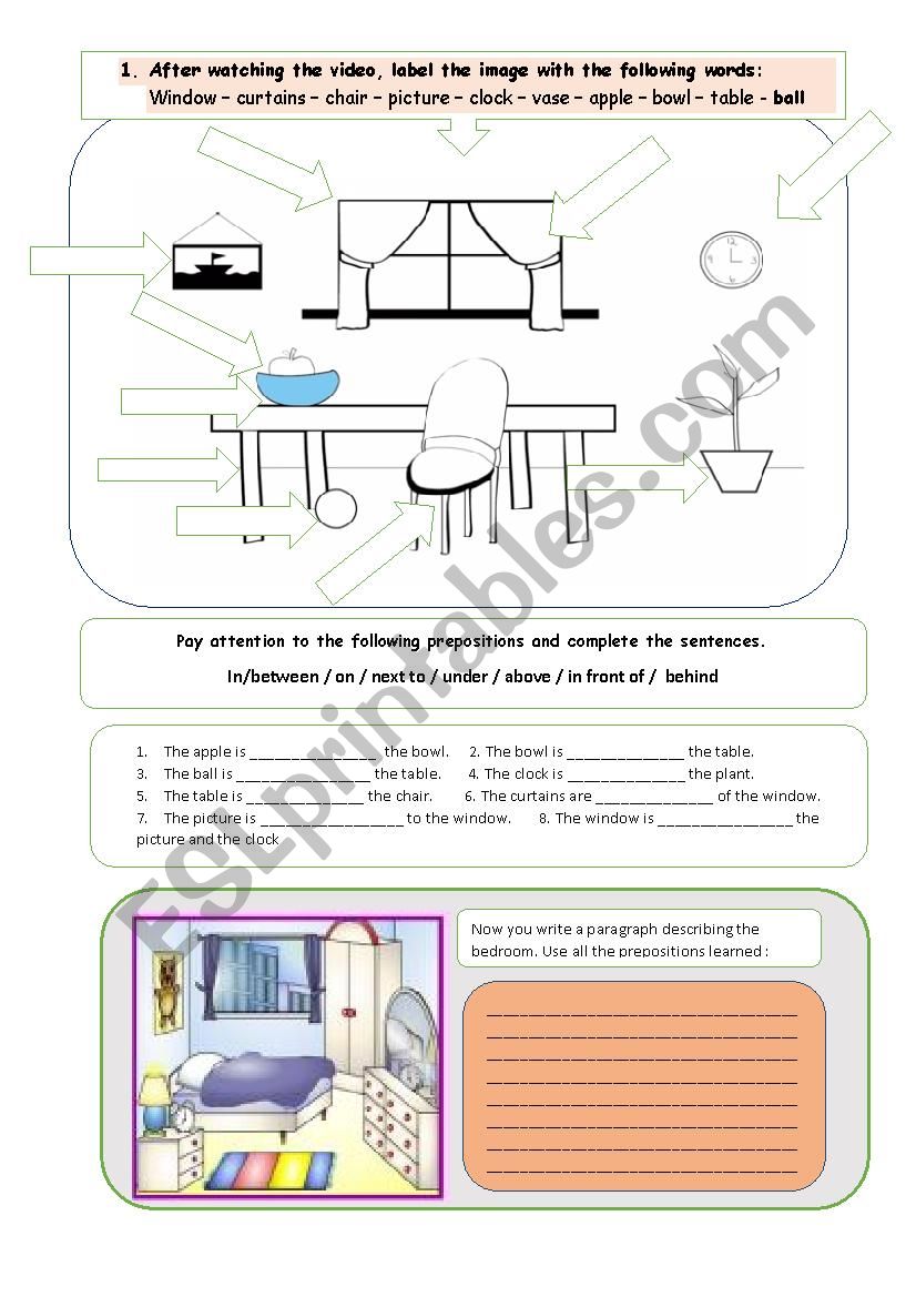 place prepositions worksheet
