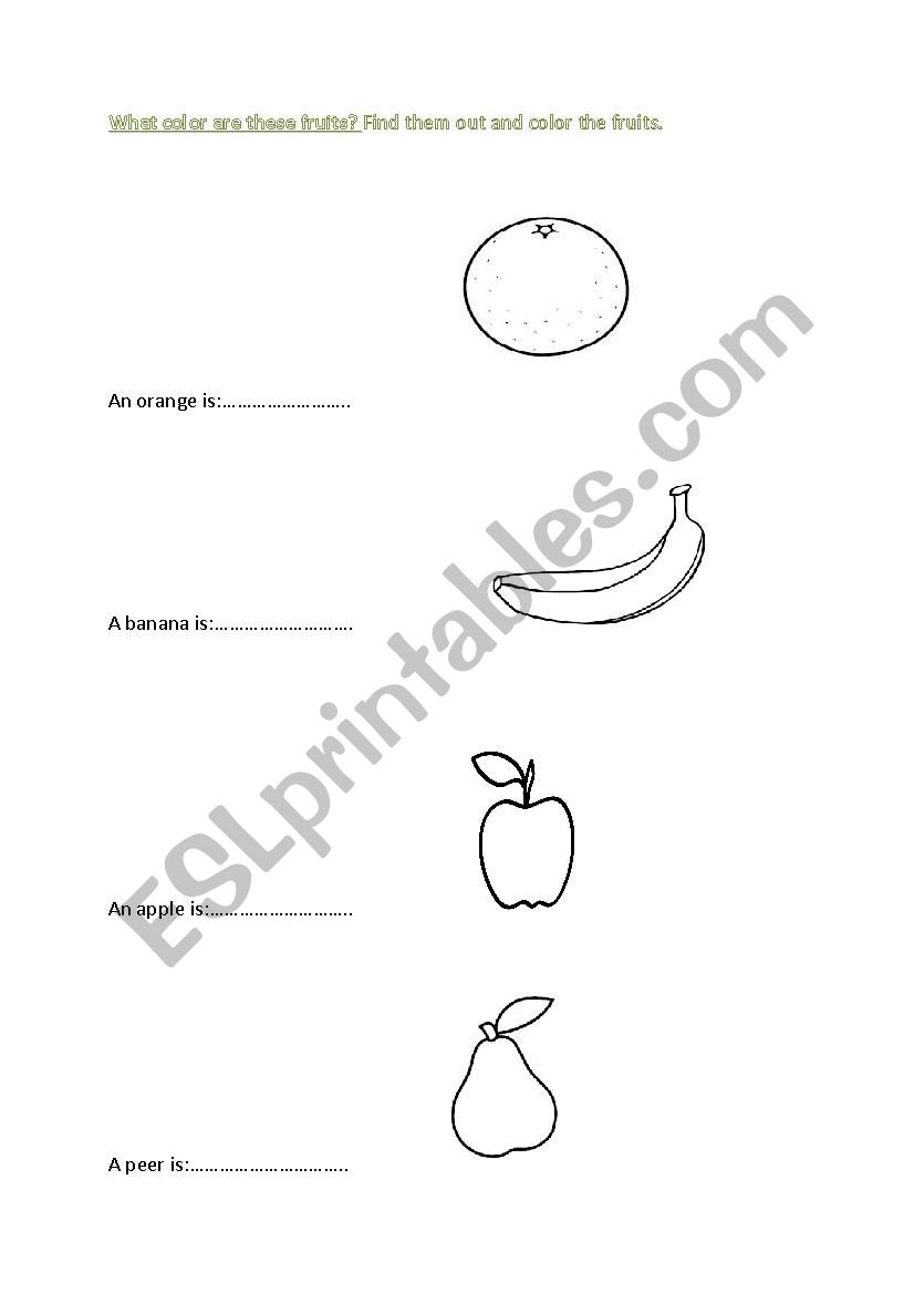 fruits color worksheet