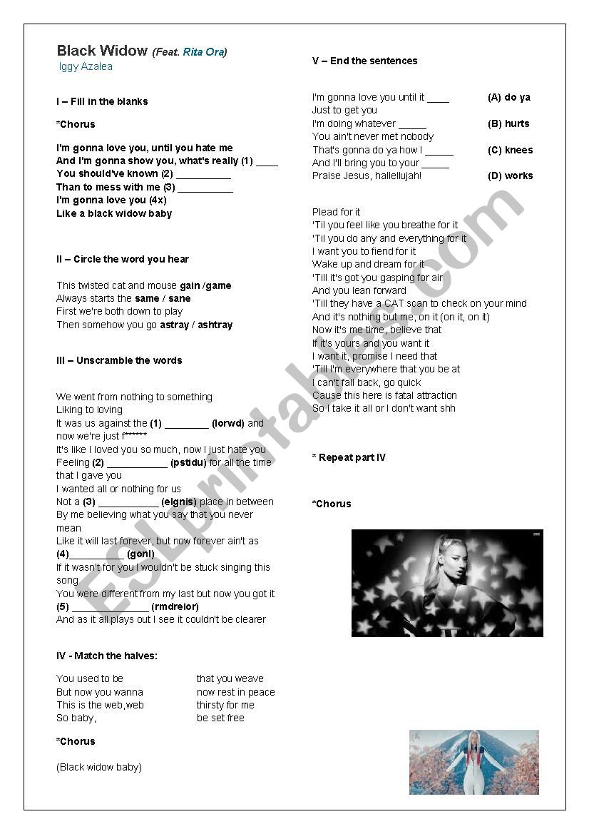 Iggy Azalea - Black Widow worksheet