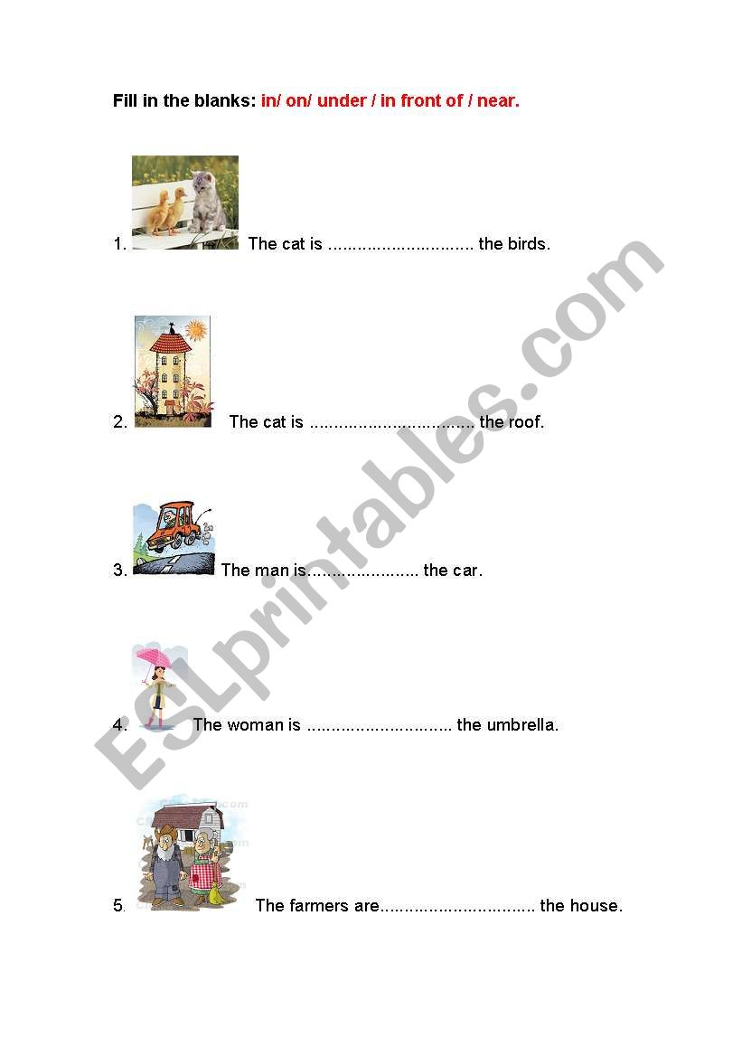 basic prepositions worksheet