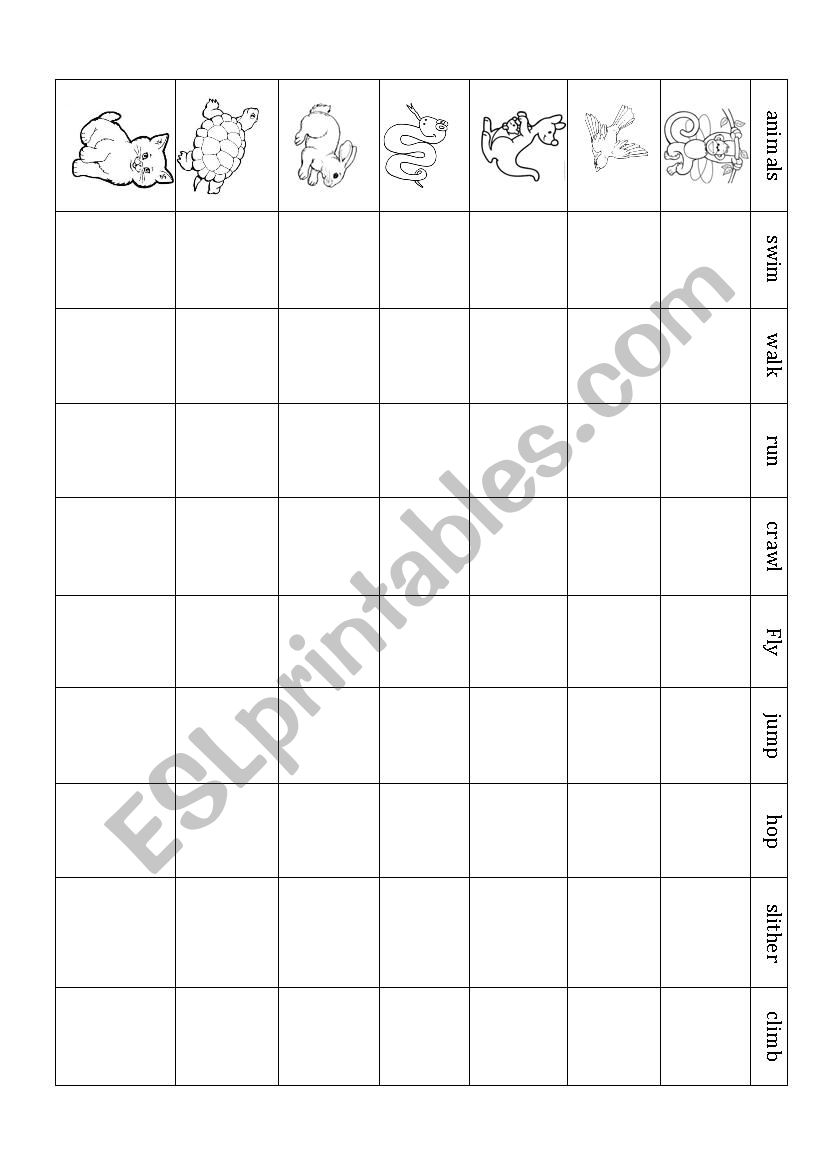 How animals move? worksheet
