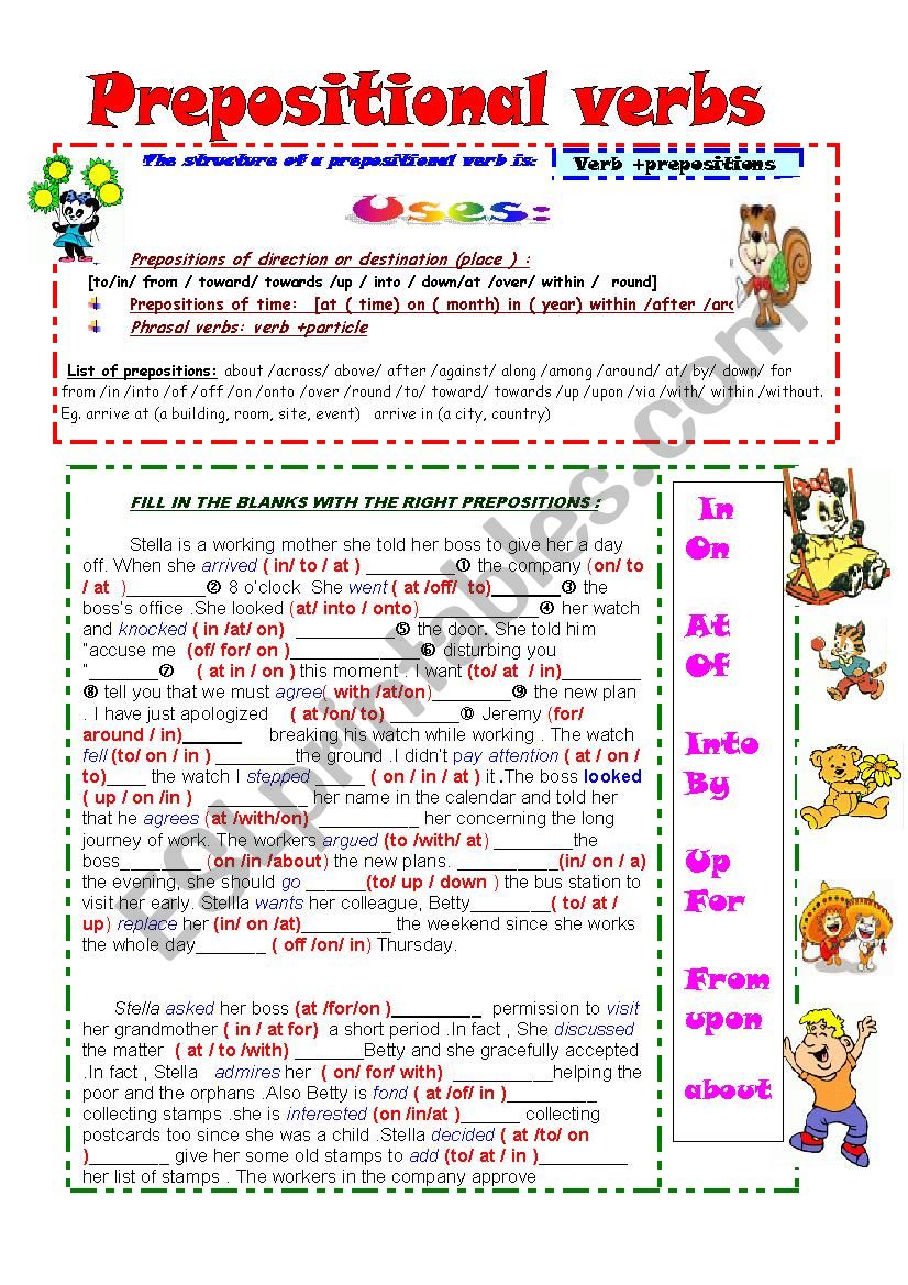 PREPOSIONAL VERBS ( ALL TYPES OF PREPOSITIONS )