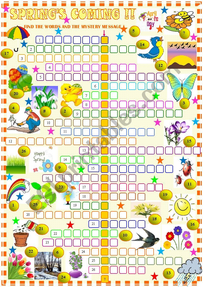 Spring Crossword Puzzle Printable Printable Templates