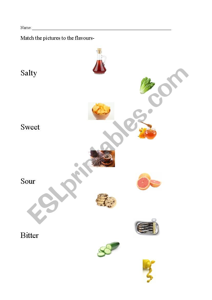 Taste matching worksheet