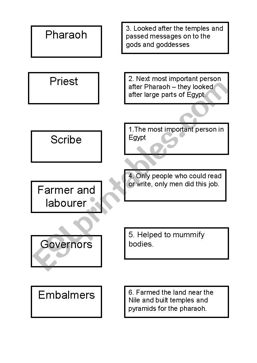 Egyptian Social Organization worksheet