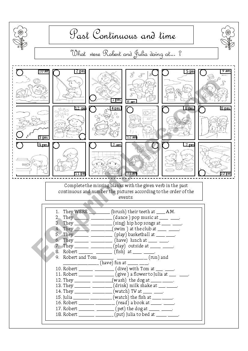 Past Continuous and Time worksheet