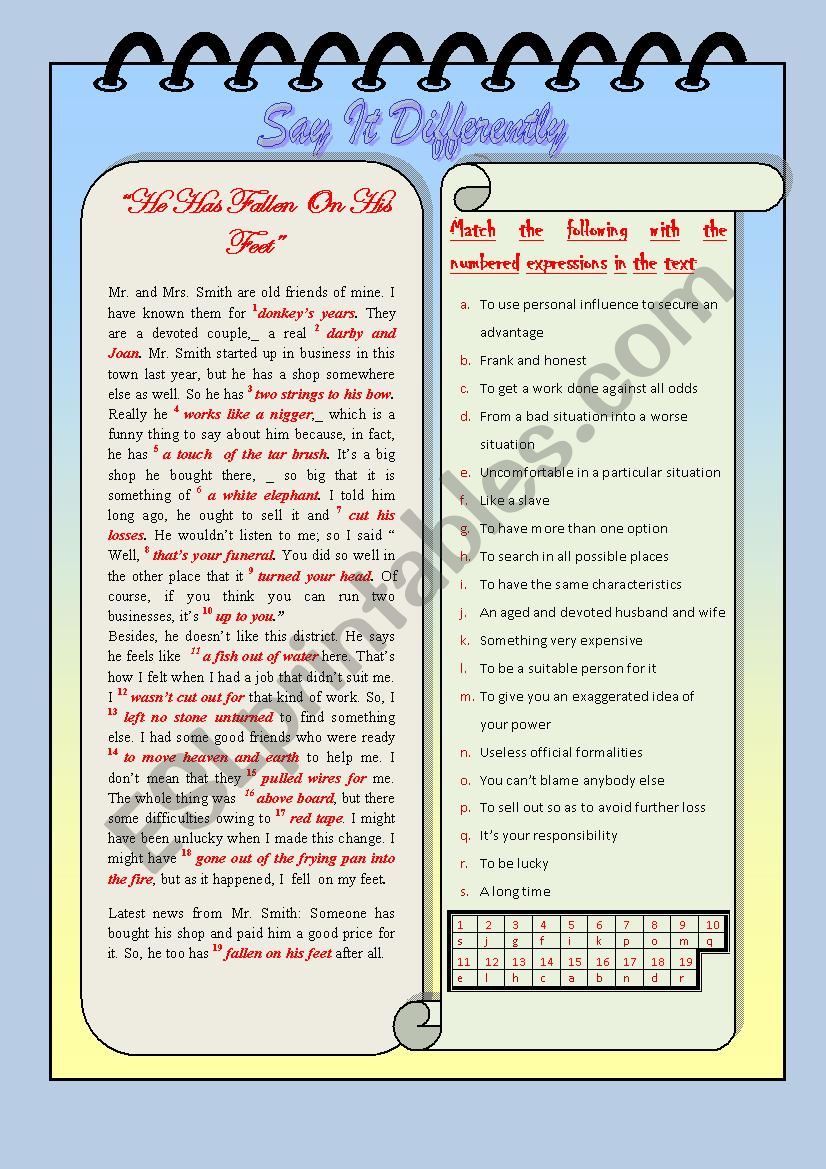 Say It Differently worksheet