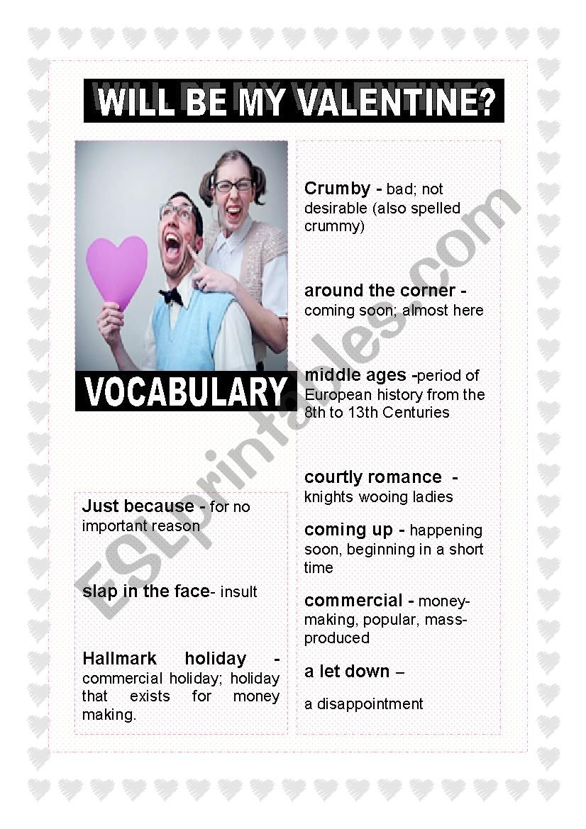 Will be you my valentine ? worksheet