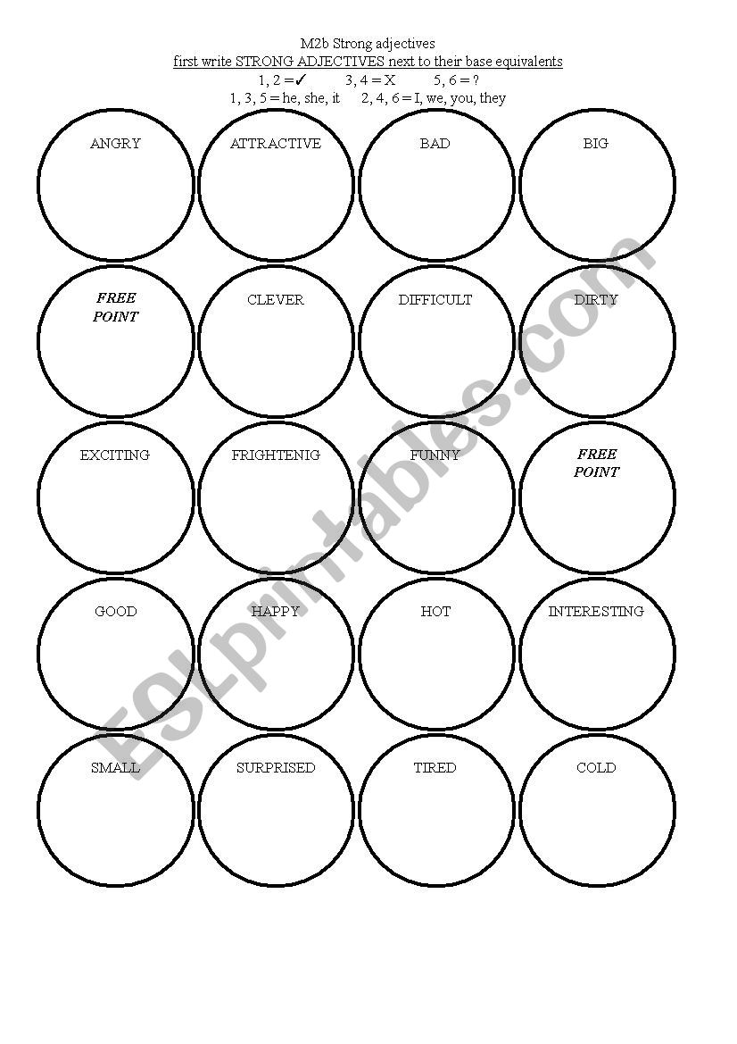 Coin flick game - base and strong adjectives