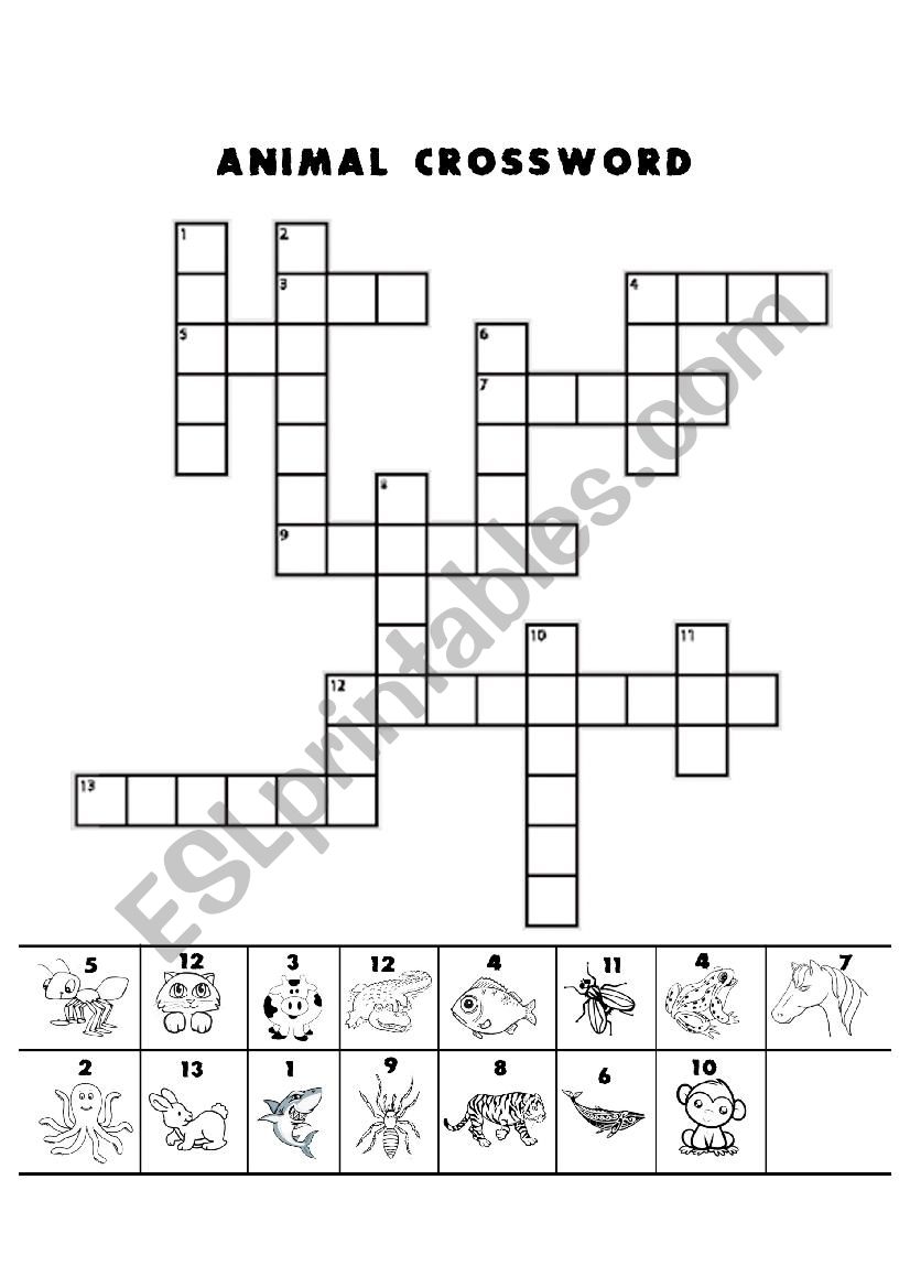 ANIMAL CROSSWORD worksheet