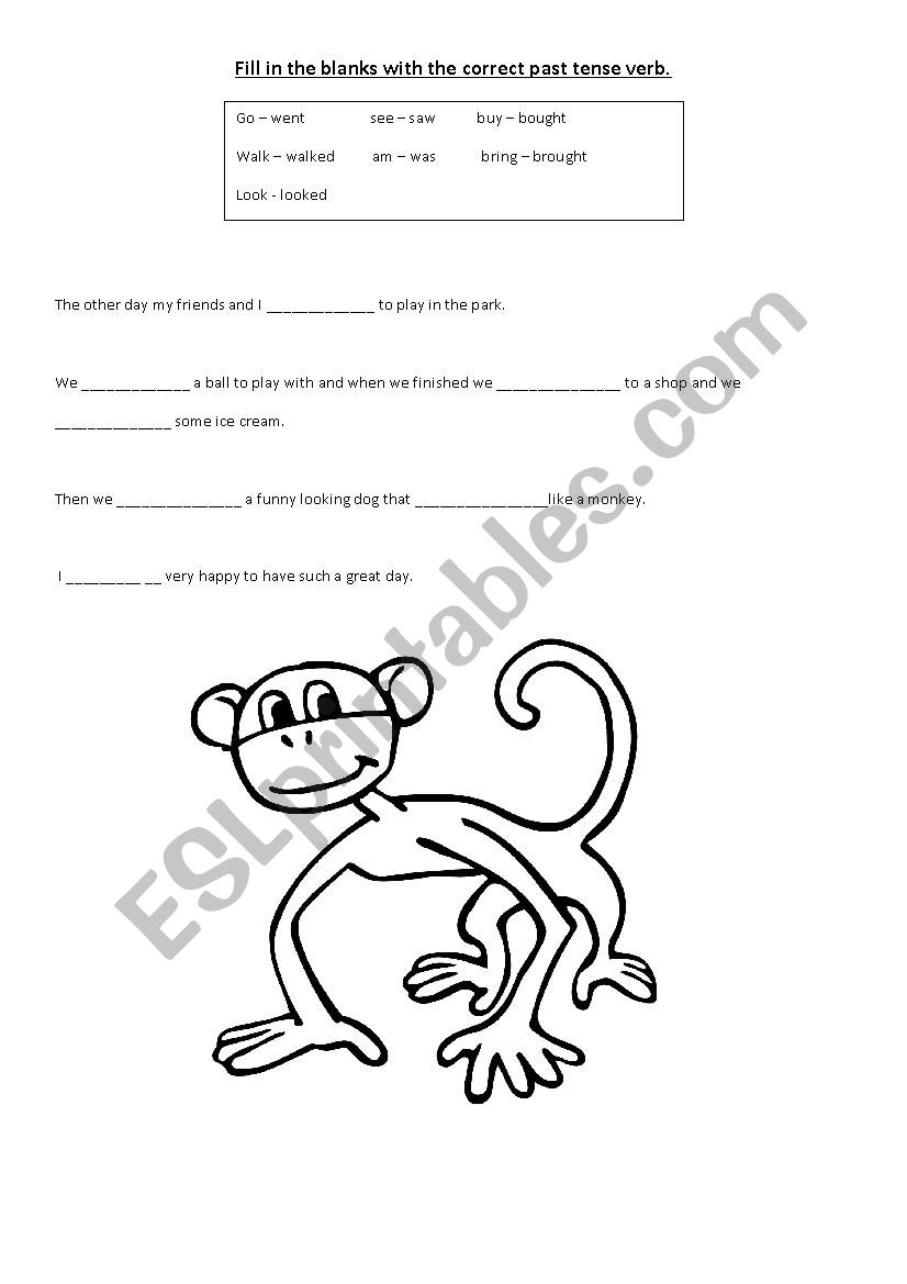 Past Tense fill in the blanks worksheet