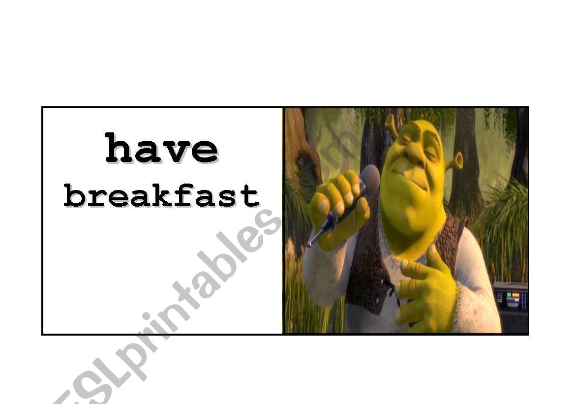 Shrek´s daily routine- domino 2/2 - ESL worksheet by portugal